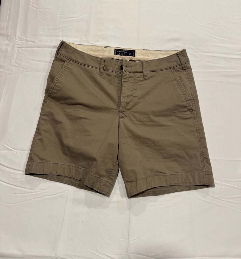 Abercrombie & Fitch Men's Chino Shorts Tan Stretch Size 31 Y2K